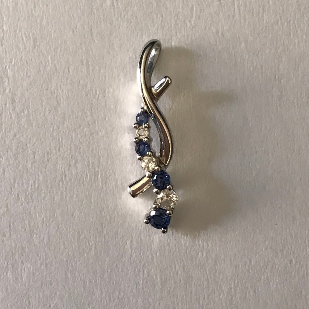 White and Blue Sapphire journey necklace